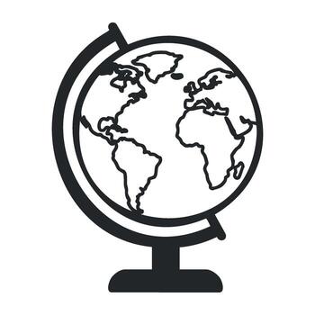 Black and white globe icon with simple stand design vector