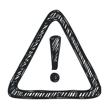 mano dibujado exclamación marca en triángulo advertencia icono bosquejo vector