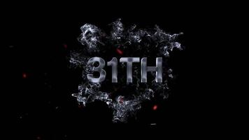 31: e december firande fest händelse siffra siffra font text typografi design grafisk element bakgrund mörk svart rök video