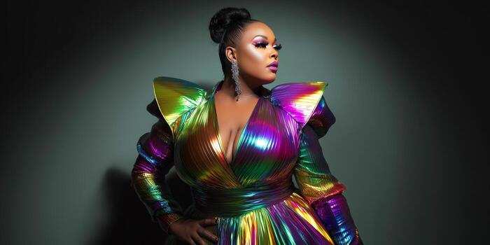 glamorous fashion portrait of a plus size model. photo