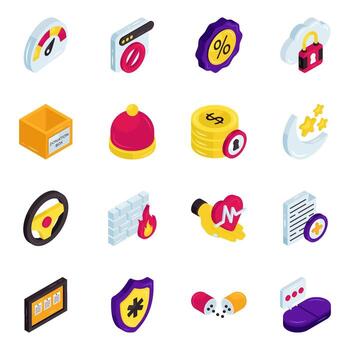Colorful data and security icons vector