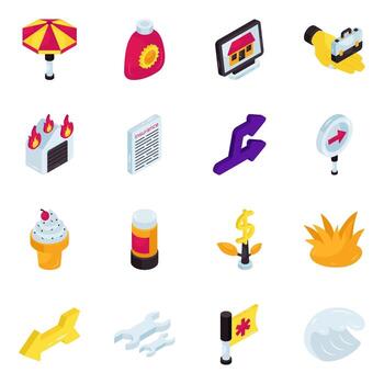 Assorted colorful icons for various concepts vector