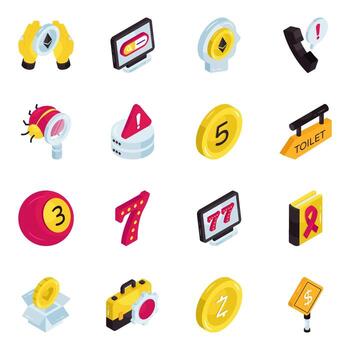 Colorful icons of various objects vector