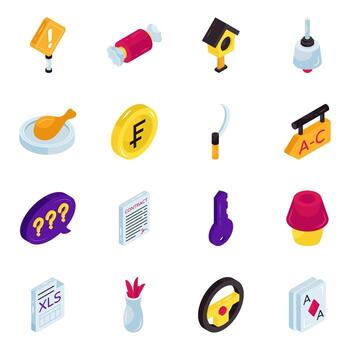 Colorful icons and symbols assortment vector