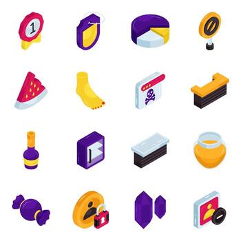 moderno conjunto de ui isométrica íconos vector