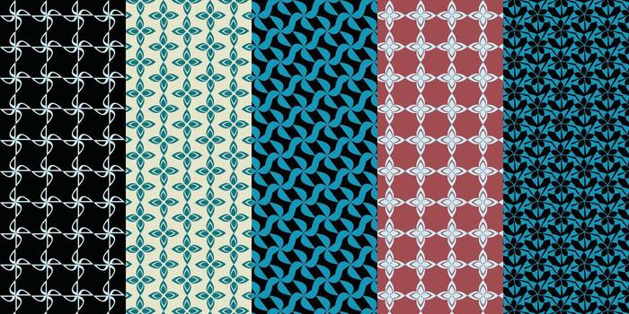 Colorful decorative fabric patterns collection vector