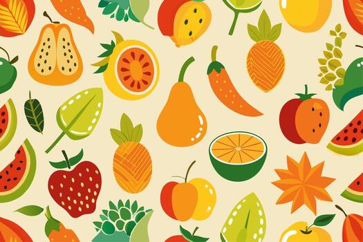 un sin costura modelo con Fruta y vegetales vector