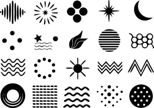 Modern Decorative Shape Patterns in Black and White vector