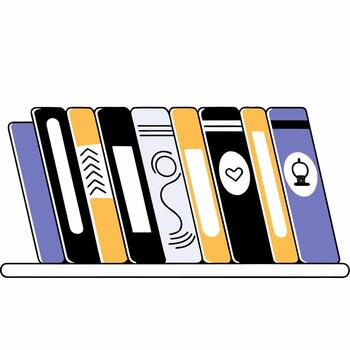 A row of books on a shelf vector
