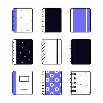 Notebook icons set vector
