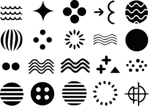 Modern Abstract Symbols and Patterns in Black and White vector