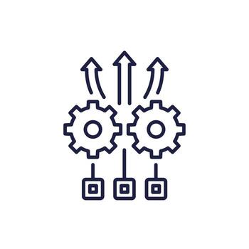 deployment process line icon with gears vector