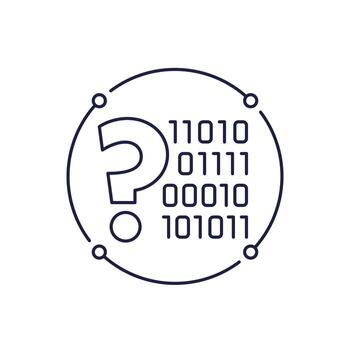 binario código línea icono con pregunta marca vector