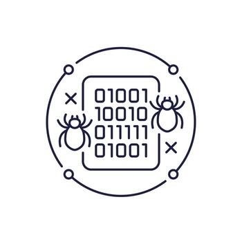 computer bugs, software testing line icon vector