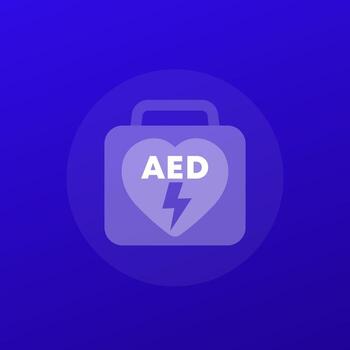 AED icon, automated external defibrillator, transparent design vector