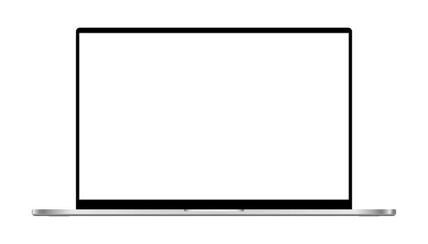 Realistic laptop blank display mockup template, thin frame device for advertisement illustration vector