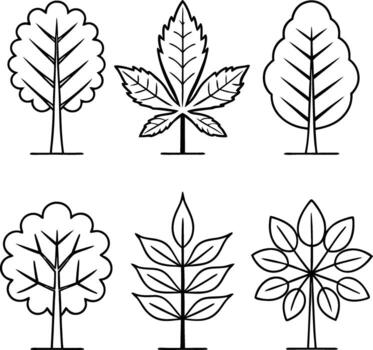 colección de estilizado árbol ilustraciones para varios aplicaciones vector