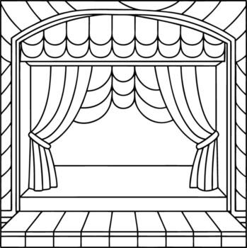 teatro etapa con cortinas vector