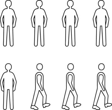 Walking cycle animation frames vector