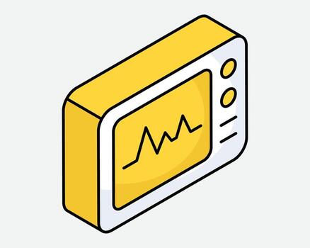 Medical Monitor Displaying Heart Rate Graph vector