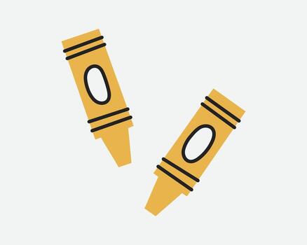Two Yellow Crayons Floating on a Light Gray Background vector