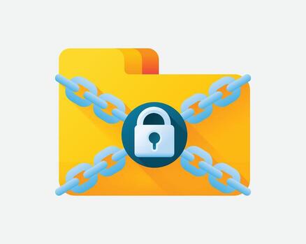 asegurado carpeta icono con candado y cadenas vector