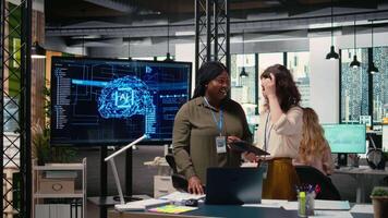 olika förvaltning personal granskning Avancerad ai algoritmer och prediktiv modeller till förbättra företag strategi, anställd prestanda och lång termin företag utveckling mål. kamera a. video