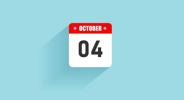 October 04 Calendar icon with shadow design vector