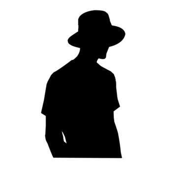 Man With Bucket Hat Simple Silhouette vector