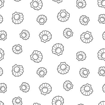 sin costura perla modelo en un abierto cáscara garabatear estilo. antecedentes dibujos animados perlas vector