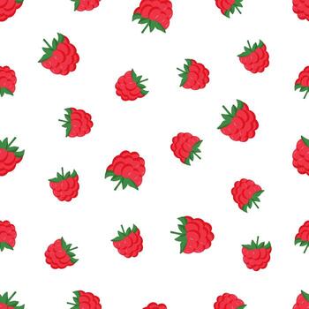Seamless pattern of raspberry berries wallpaper. vector