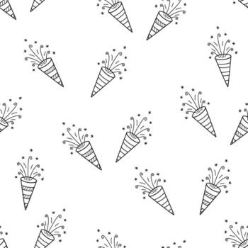 sin costura modelo de festivo galletas fuegos artificiales antecedentes. ilustración de un garabatear bosquejo fiesta vector