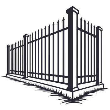 A fence with a gate and a fence post vector