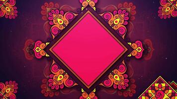 Elegant background with pink frame and floral ornaments for graphic design and presentations, Titles sequence editable template for Diwali Greeting and graphical presentation video