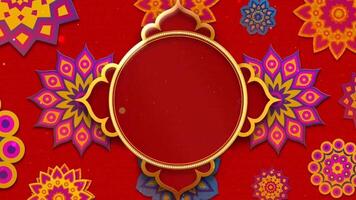 Celebration graphic motion with mandala design and red background for festive events use, Diwali greetings animation motion graphics presentation template video