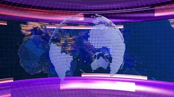 global nätverk animering bakgrund för utsända och Nyheter intro med jord Karta design, dagligen Nyheter intro animering mall video
