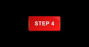 stap 4 rood rechthoek animatie met helling grens effect, filmische beweging grafisch Aan zwart achtergrond video