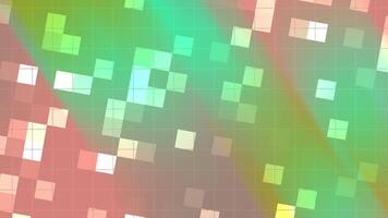 samenvattingen knipperen plein dynamisch mozaïek- animatie vitrines verschuiven pleinen met levendig hellingen en subtiel rooster patronen achtergrond. video