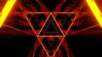 rojo y naranja neón resumen triángulo ciber túnel antecedentes vj lazo en 4k video