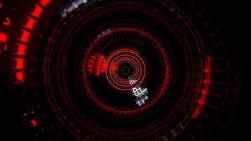 röd och vit rörelse inuti reaktor med pulserande neon energi bakgrund vj slinga i 4k video