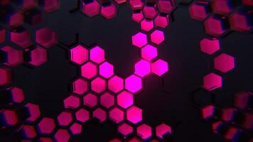 Pink Cyber Abstraction with Hexagons Background VJ Loop in 4K video