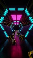 neon hexagonal tunnel med lysande kuber, trogen animering slinga. video