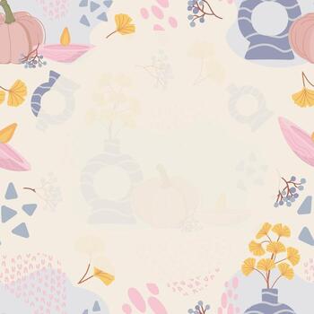 Autumn postcard illustration with hand-drawn elements and empty space for text. Great for invitation cards, social content, and printable projects vector