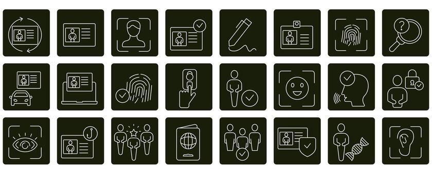Identity icons set. Set of editable stroke icons.Set of Identity vector