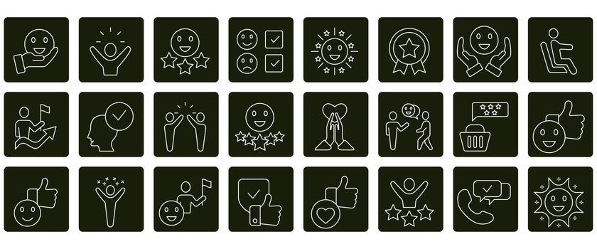 Satisfaction icons set. Set of editable stroke icons.Set of Satisfaction vector