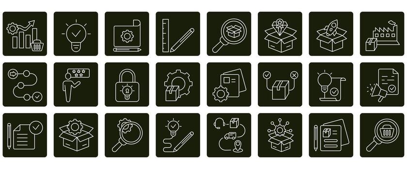 Product development icons set. Set of editable stroke icons.Set of Product development vector