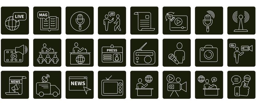 Journalism . Set of editable stroke icons.Set of Journalism vector