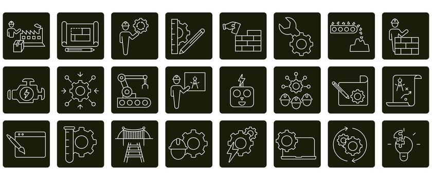 Engineering icons set. Set of editable stroke icons.Set of Engineering vector