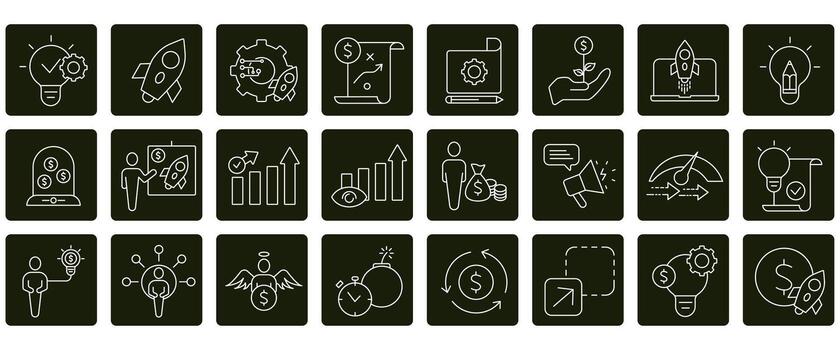 Startup icons set. Set of editable stroke icons.Set of Startup vector