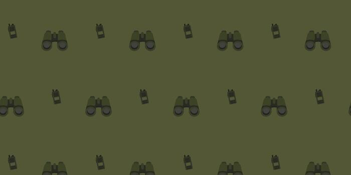 Pattern of binoculars on a green background vector